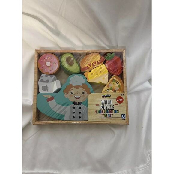 Creative Kids‎ Wood Puzzle Stack and Balance Toy Set Chef Pretend Food New NIB - Picture 7 of 10